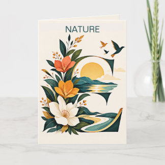 Elegant botanisk 'E' naturscen hälsningskort Kort