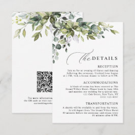 Elegant Botanisk Eukalyptus QR-kod Bröllop Tilläggskort