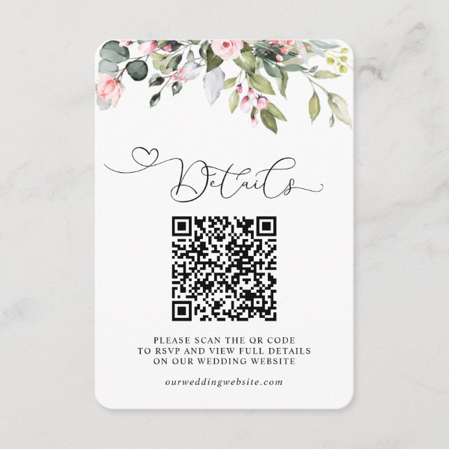 Elegant Botanisk Eukalyptus QR-kod Bröllop Tilläggskort (Framsida)