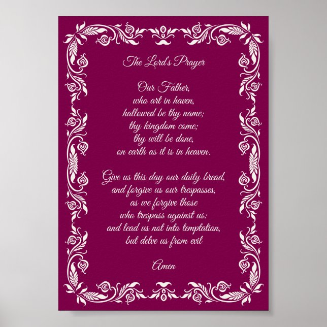 Elegant botanisk Faderns bön Poster (Framsidan)