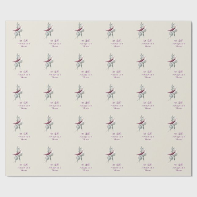 Elegant botanisk fågel inslagspapper  presentpapper (Platt)