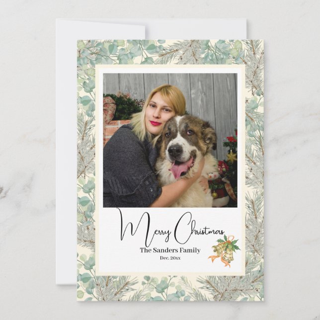 Elegant botanisk foto vtg jul champagne julkort (Framsida)