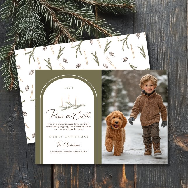 Elegant Botanisk fred på jorden Foto Julkort (Shown on a 5" x 7" card)