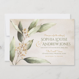 Elegant botanisk grey vintage rustic bröllop inbjudningar