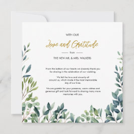 Elegant botanisk grönska blad Bröllop Tack Kort