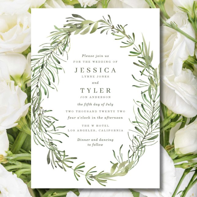 Elegant Botanisk Grönska Bröllop Inbjudningar (Elegant Botanical Greenery Wedding Invite)