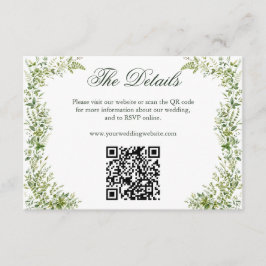 Elegant botanisk grönska bröllopswebbplats QR-kod Tilläggskort