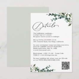 Elegant botanisk grönska QR-kod Bröllopsdetaljer Tilläggskort