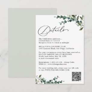 Elegant botanisk grönska QR-kod Bröllopsdetaljer Tilläggskort