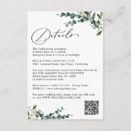 Elegant botanisk grönska QR-kod Bröllopsdetaljer Tilläggskort