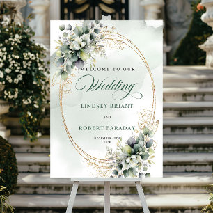 Elegant botanisk grönska välkomstaffisch poster