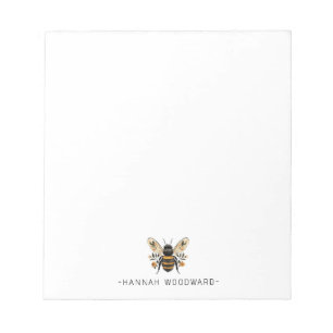 Elegant Botanisk Guld Bee Personlig Anteckningsblock