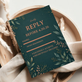 Elegant botanisk guld teal OSA kort