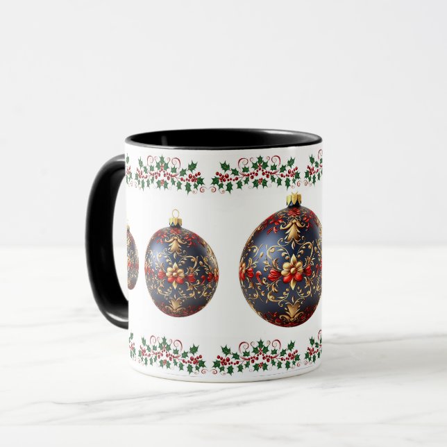 Elegant botanisk jul jul mugg (Framsida vänster)
