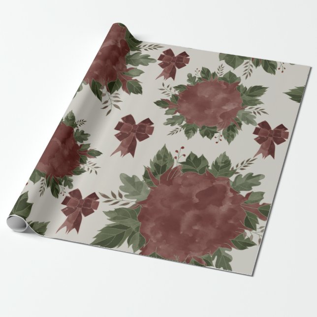 Elegant Botanisk jul Presentpapper (Utrullad)