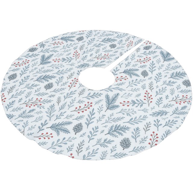Elegant botanisk julbärsblommig mönster julgransmatta borstad polyester (Vinklad)