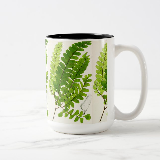 Elegant botanisk kaffemugg med ormbunke – Vintageg (Höger)