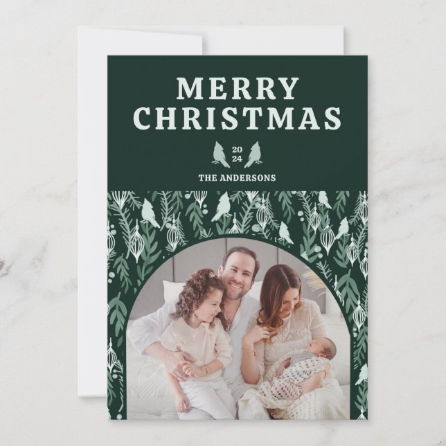 Elegant Botanisk kardinal Vapensköld jul Julkort (Framsida)