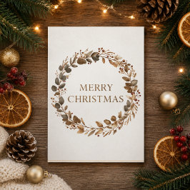 Elegant botanisk krans God Jul firande Kort
