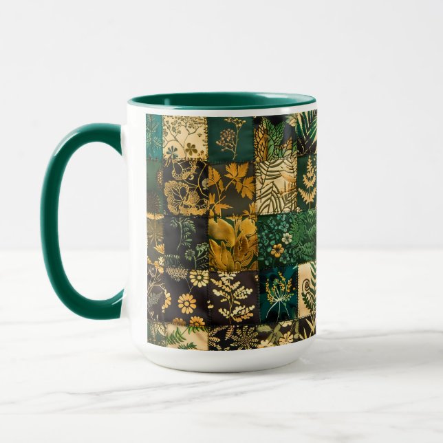 ✨Elegant botanisk lapptäcke blommönsterdesign Mugg (Vänster)