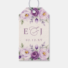Elegant botanisk lavendel lila blomklänning bröllo presentetikett