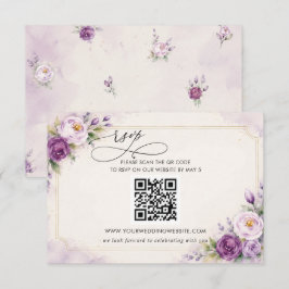 Elegant botanisk lavendel lila blomster QR-kod OSA Kort