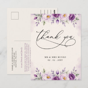 Elegant botanisk lila violett blomster tack vykort