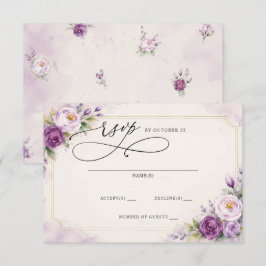 Elegant botanisk lila violett blomsterbröllop OSA kort