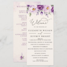 Elegant botanisk lila violett blomsterbröllop