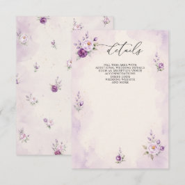 Elegant botanisk lila violett blomsterbröllop tilläggskort