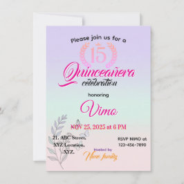 Elegant botanisk linjekonst Quinceañera-inbjudan  Inbjudningar