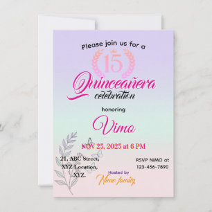 Elegant botanisk linjekonst Quinceañera-inbjudan Inbjudningar