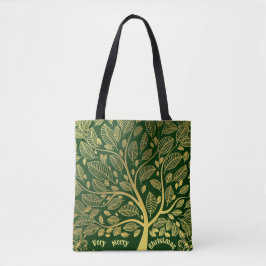 Elegant Botanisk Lövverk Shopping Jul Tygkasse