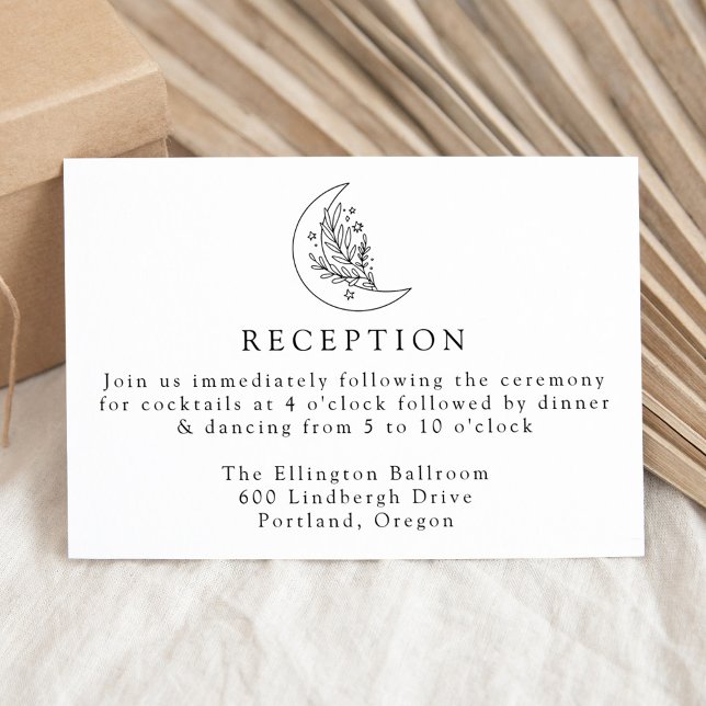 Elegant botanisk mån- och stjärnbröllopsfest tilläggskort (Skapare uppladdad)