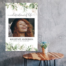 Elegant botanisk minnesgudstjänst poster