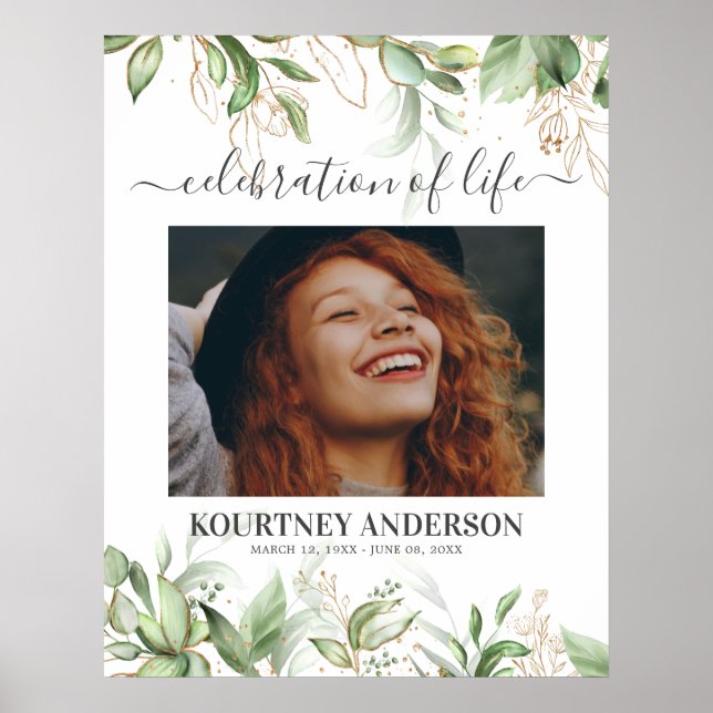 Elegant botanisk minnestavla poster (Framsidan)