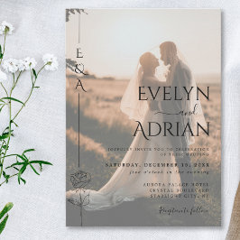 Elegant Botanisk Modern Minimalistisk Foto Bröllop Inbjudningar