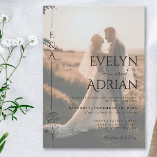 Elegant Botanisk Modern Minimalistisk Foto Bröllop Inbjudningar