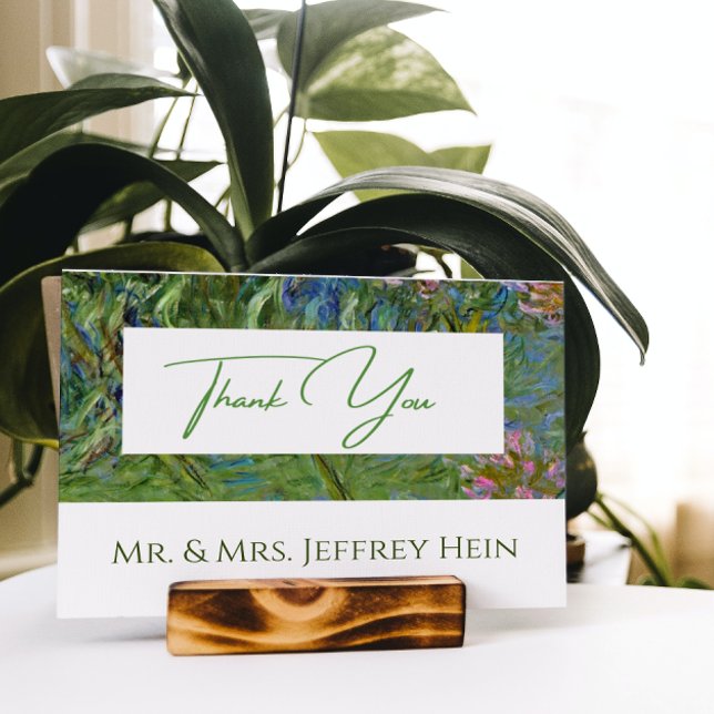 Elegant botanisk Monet vattenliljor bröllop Vykort (Skapare uppladdad)