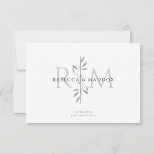 Elegant Botanisk Monogram Bröllop Tack Kort