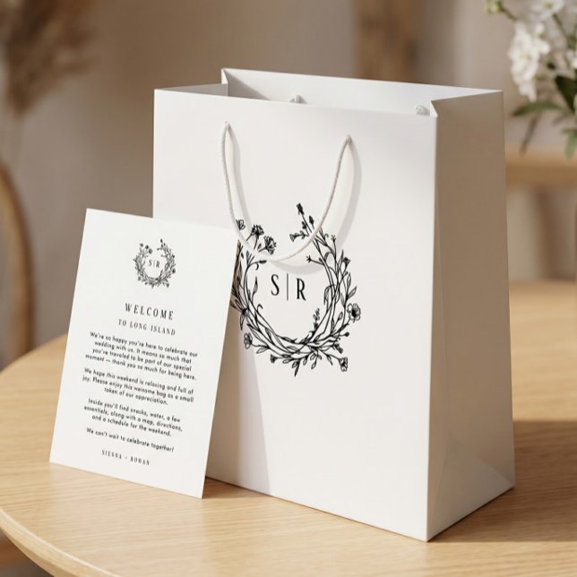 Elegant botanisk monogram bröllop välkomstgäst (Skapare uppladdad)