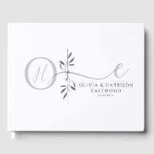 Elegant botanisk monogram bröllopsgästbok gästböcker