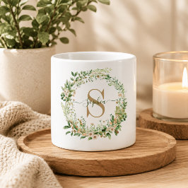 Elegant botanisk monogram espressomugg med namn