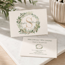 Elegant botanisk monogram-visitenkort med namn visitkort