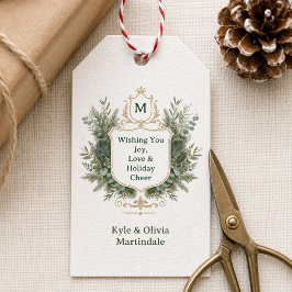 Elegant botanisk monogramm stämpel jul presentetikett