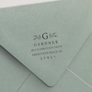 Elegant Botanisk monogramReturadress Självfärgande Stämpel