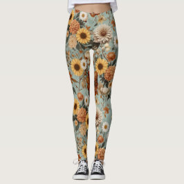 Elegant botanisk mönster leggings