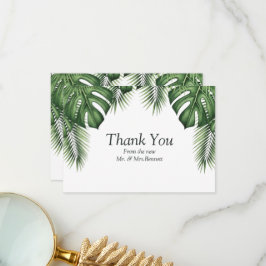 Elegant botanisk palmfrond Herr och fru Tack Kort