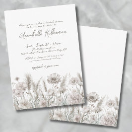 Elegant Botanisk Pampas Blommig Boho Bröllopsdusch Inbjudningar