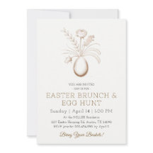 Elegant botanisk påskbrunch inbjudningskort